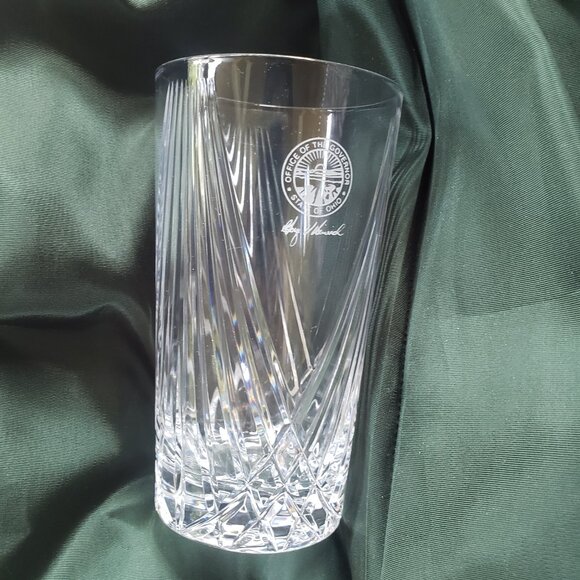 Vintage Seal of Ohio George Voinovich Cut Crystal Highball Drinking Glasses - Picture 3 of 6